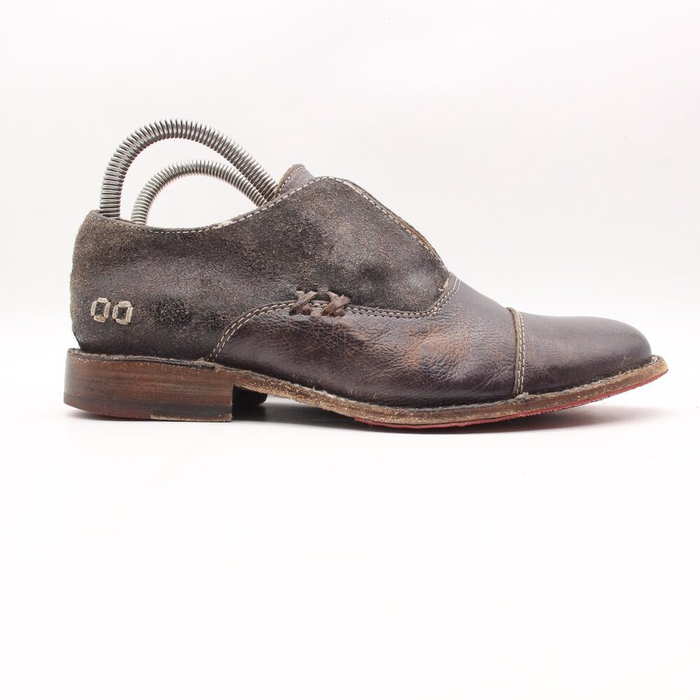 Bed Stu Cap Toe Distressed Leather Oxford Womens Size 7.5 Brown Shoe